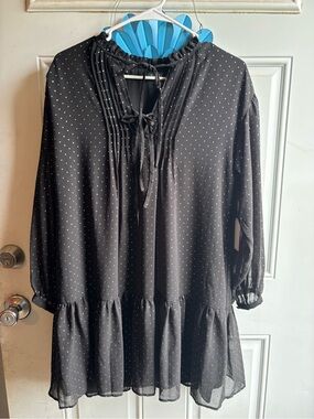 1. State Black Polka Dot Tie-Neck Midi Dress